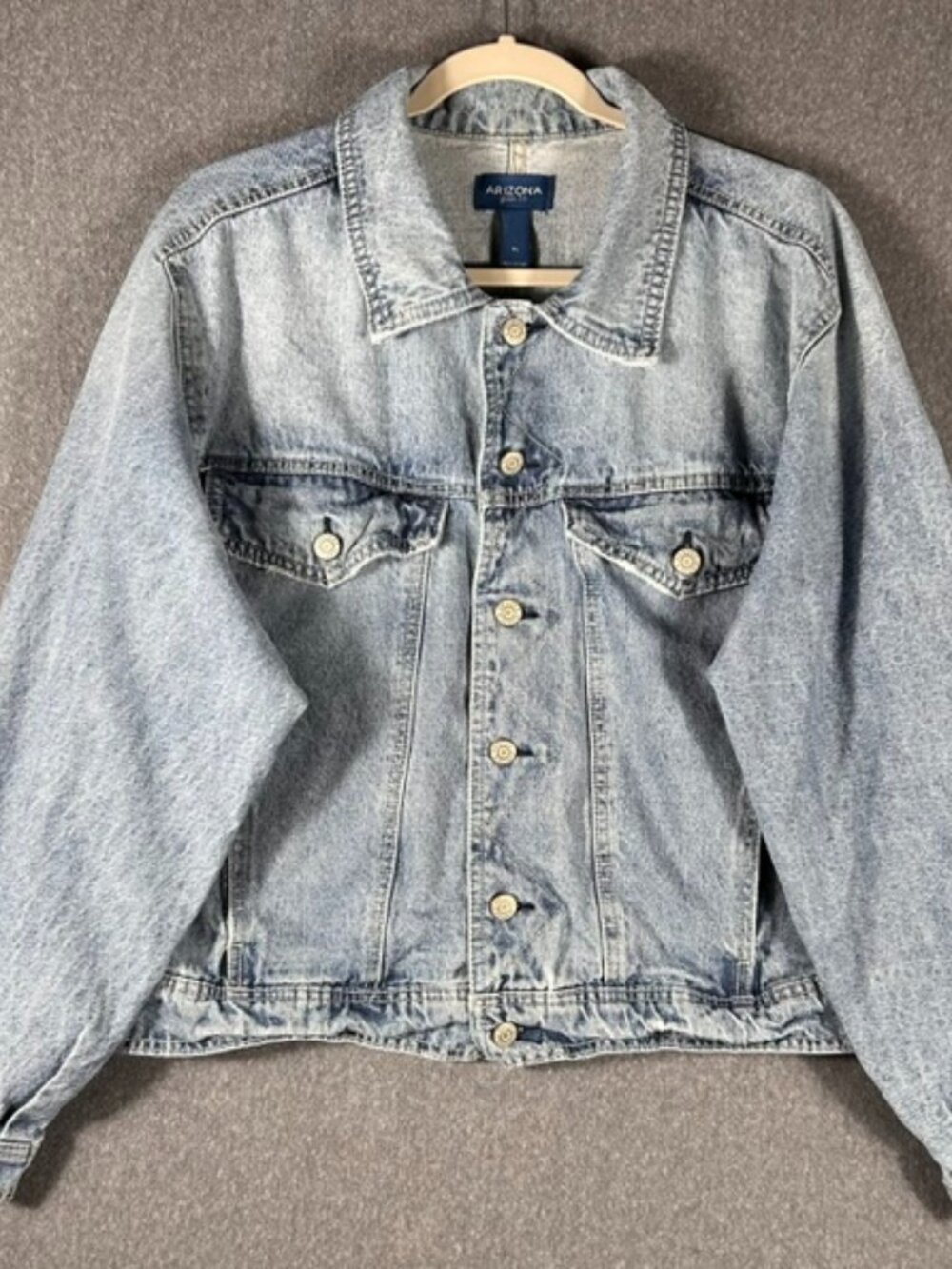 Arizona Jean Co Cropped Trucker Denim Jacket Womens Sz XL Button Front